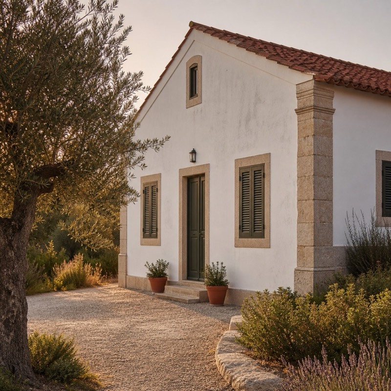 Segunda casa portuguesa rodeada por oliveiras numa zona rural