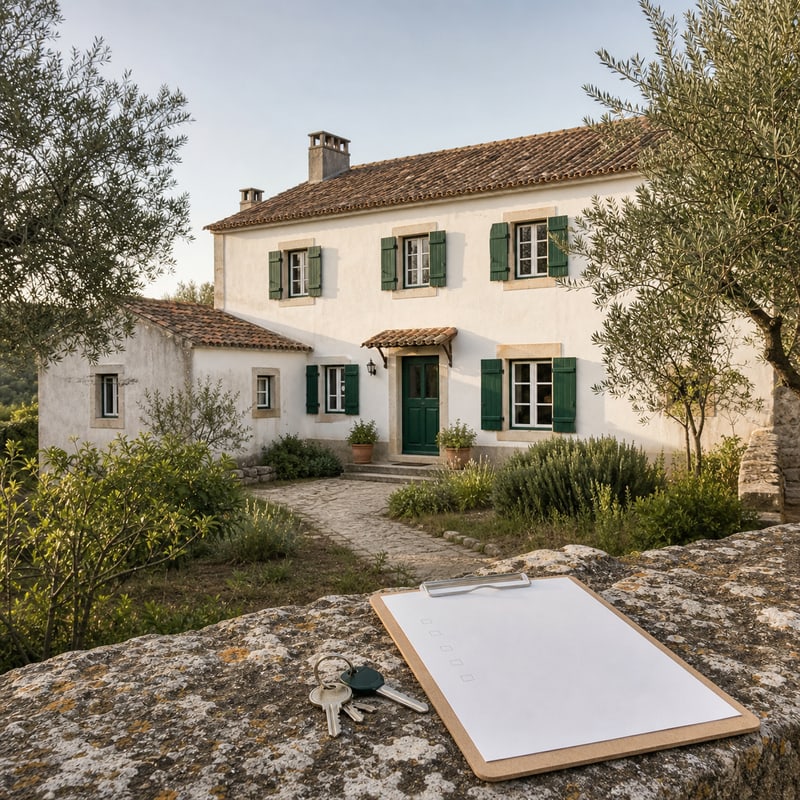 Casa de campo portuguesa fechada e bem cuidada entre visitas programadas